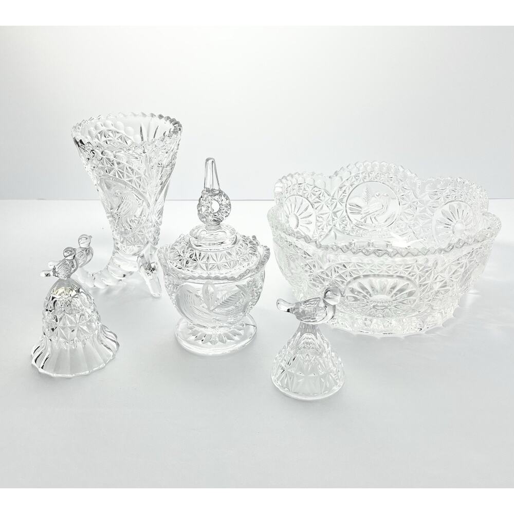 Hofbauer “Byrdes” 5-Piece Crystal Dinnerware Serving Hostess & Decor Set - Picture 3 of 11